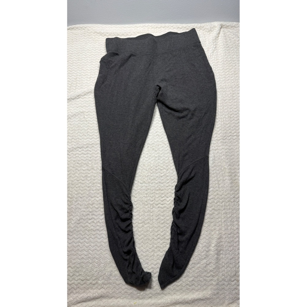 Athleta Womens Gray Heather Ruched Leg High Rise Activewear Leggings Large